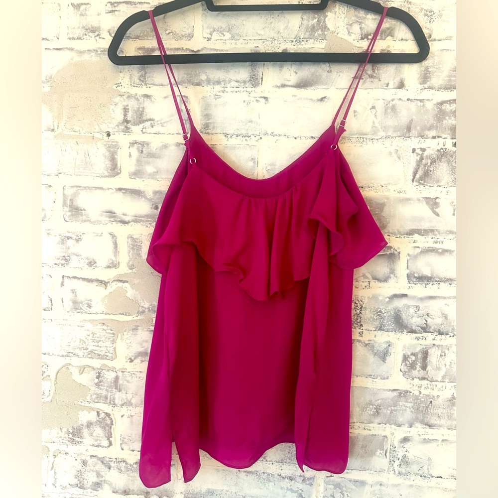Haute Hippie | Dark Pink Silk Flowy Camisole - Picture 2 of 7